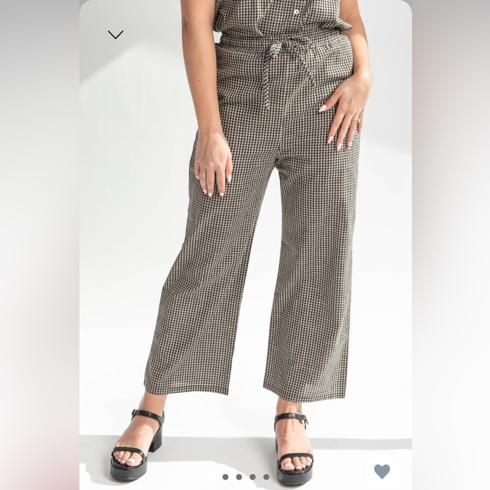 The Kelly Checkered Pants in Black & Taupe